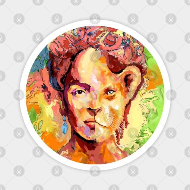 Frida Lioness Magnet by mailsoncello